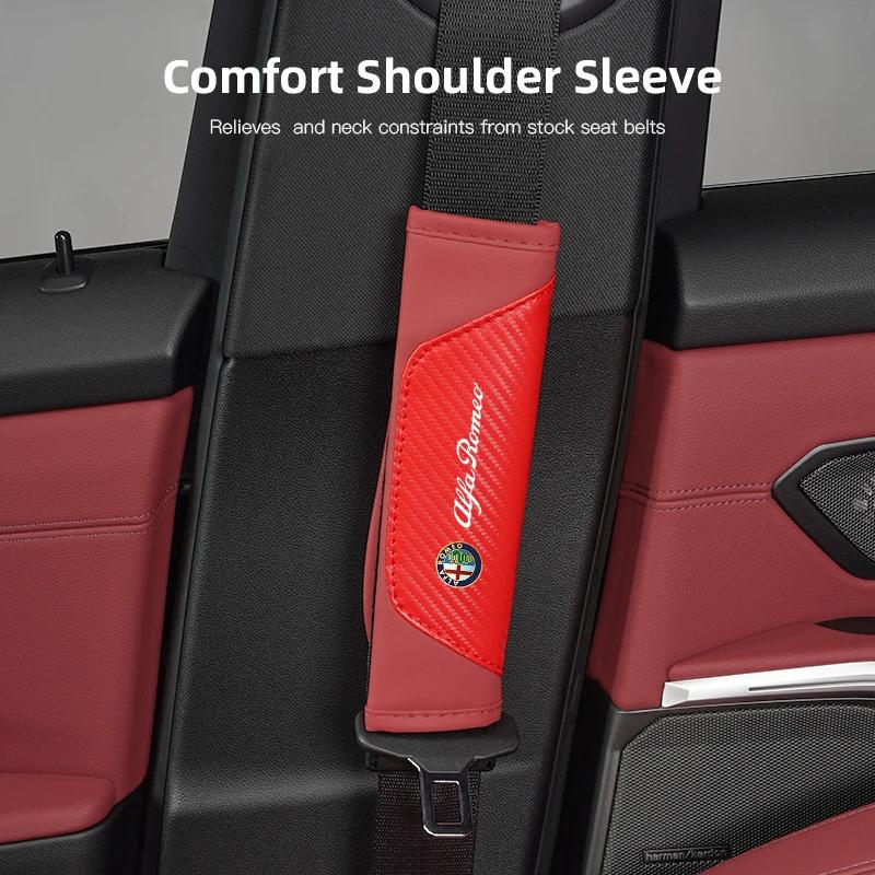 Hub Caps Car Seat Belt Shoulder Cushion Protective Cover For Alfa Romeo 156 159 147 4C 8C 166 Giulia Giulietta Mito Stelvio Spid CVP1