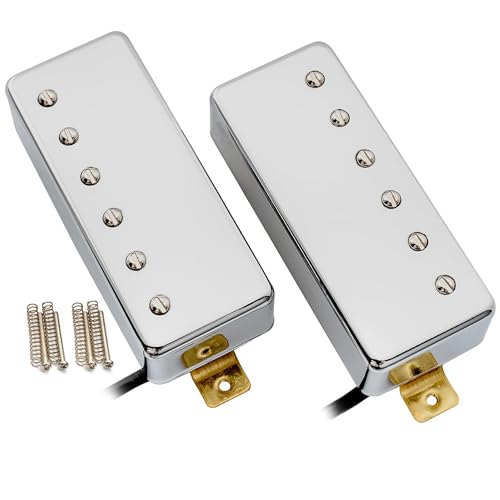 Artec MLA97 Alnico 5 Covered Mini Humbucker Pickup Neck/Bridge PU Set for Electric Guitar, Chrome