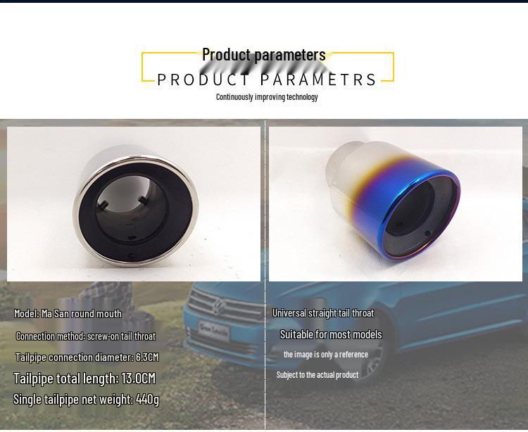 Baked Blue Stainless Steel Muffler Tailpipe for Mazda M3/Star Pin, Also In Silver