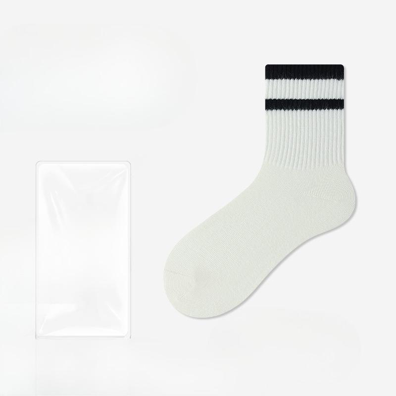 

Female Autumn Stripe Deodorizing Sweat Absorbing Boneless Cotton Socks 1 pair чёрный/молочный белый