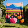 1pc Tulip Field Outdoor Flannel Blanket Soft All Season Polyester Throw , Perfect for Picnics & Travel , Picnic Accessory