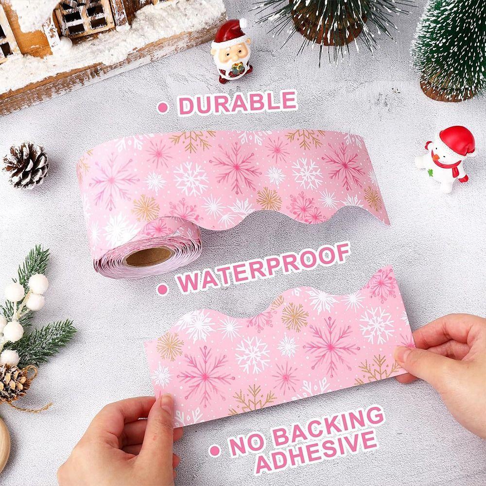 Christmas Candy Border Decorative Sticker Self-Adhesive Christmas Tree Poster Border Stickers Winter Snowflake Christmas Bells
