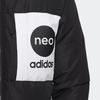 Adidas Neo Printed Large Logo Letter Hooded Zip Down Jacket Unisex Outerwear Black HM6171