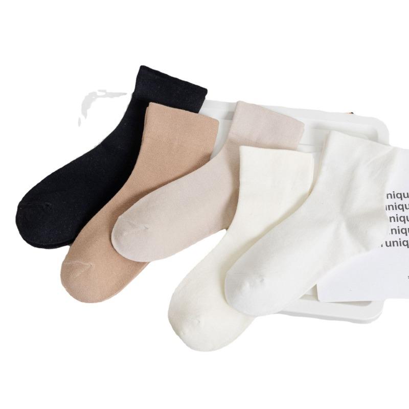 Solid Color Postpartum Socks for Women, Mid-calf Socks for Spring and Summer, Simple Women's Socks