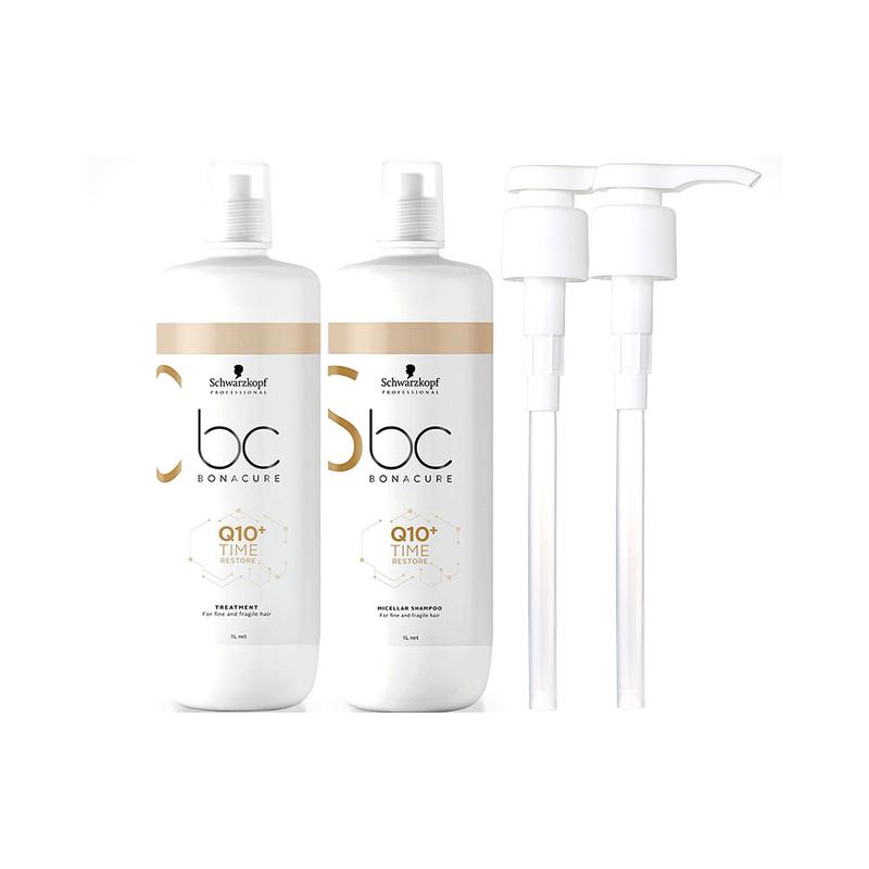 Schwarzkopf BC Polyflor Q10 Time Refreshing Care Set Moisturizing Shampoo + Conditioner Shampoo 1L коричневый