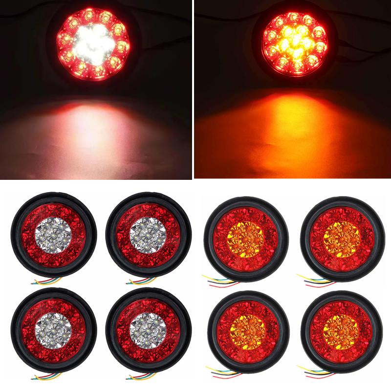 

8PCS Round Lights 16 LED Tail Lamp Truck Turn Signal Light Trailor Pickup Brake Parking Driving Lamp Side Indicator Tail Lights