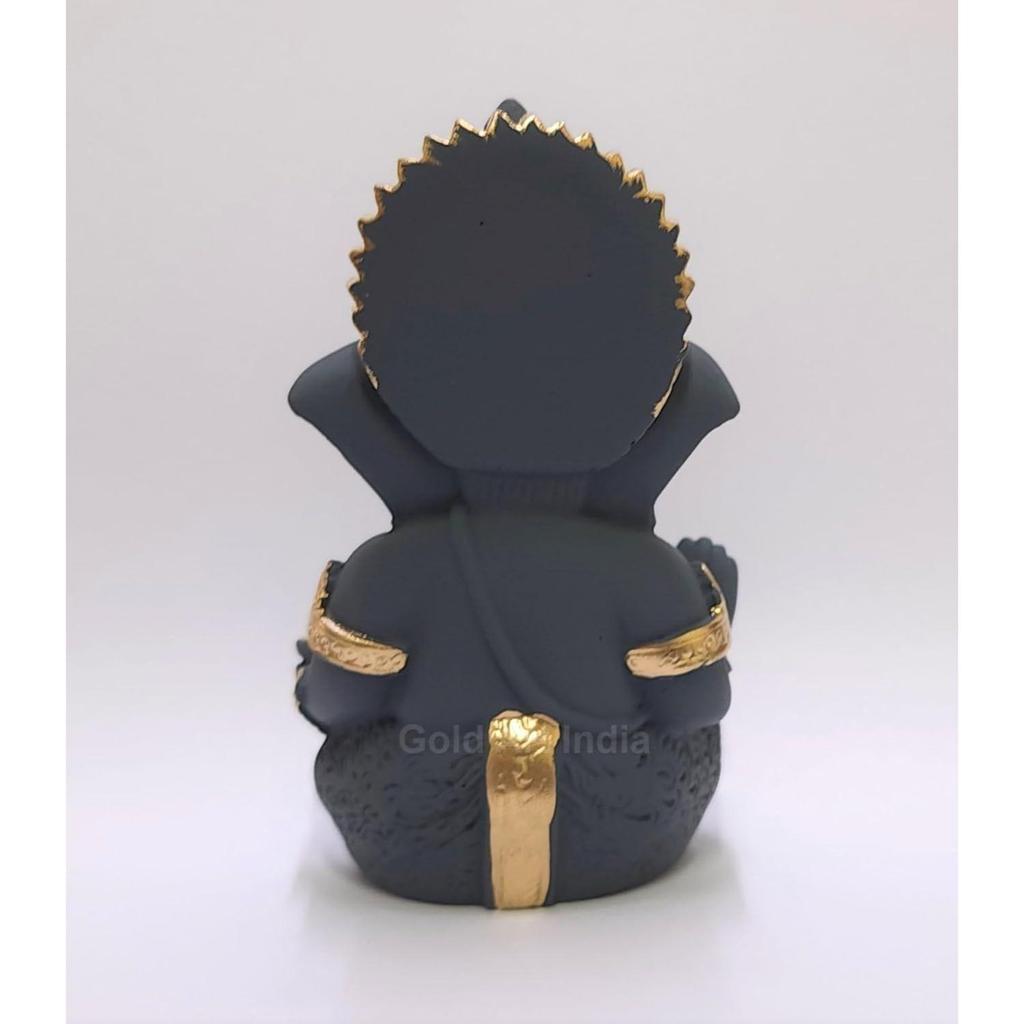 Dark Grey Ganesha Idol Ganesh for Car Dashboard Statue Ganpati Vinayaka Vinayagar Figurine Diwali Gifts Home Decor Luck, Success