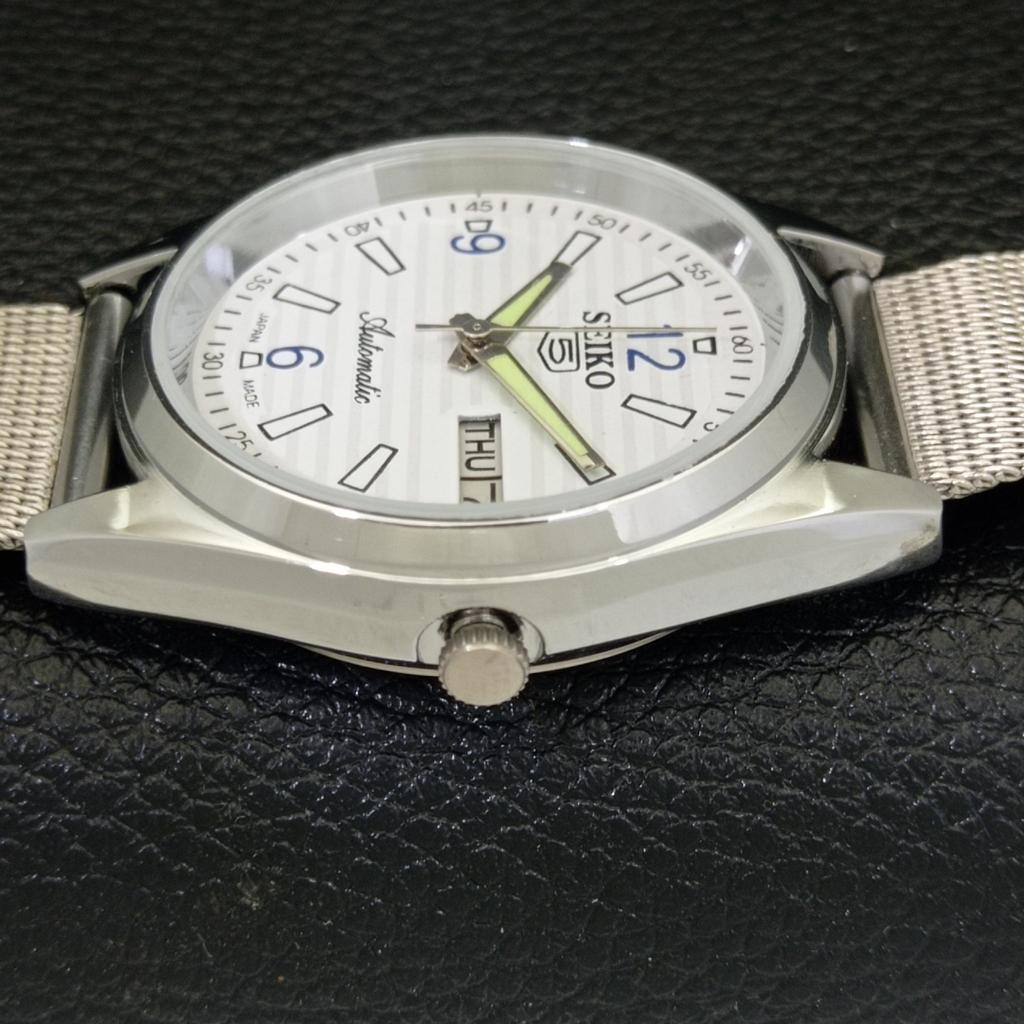CLASSIC RESTORED SEIKO 5 AUTOMATIC JAPAN MENS WHITE COLOR DIAL WATCH a500160-2 R151a-a500160