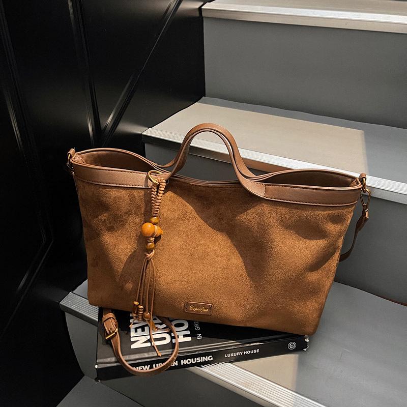 Herbst Koreanische Retro Wildleder Tragetasche - Damen Vintage Schulterhandtasche