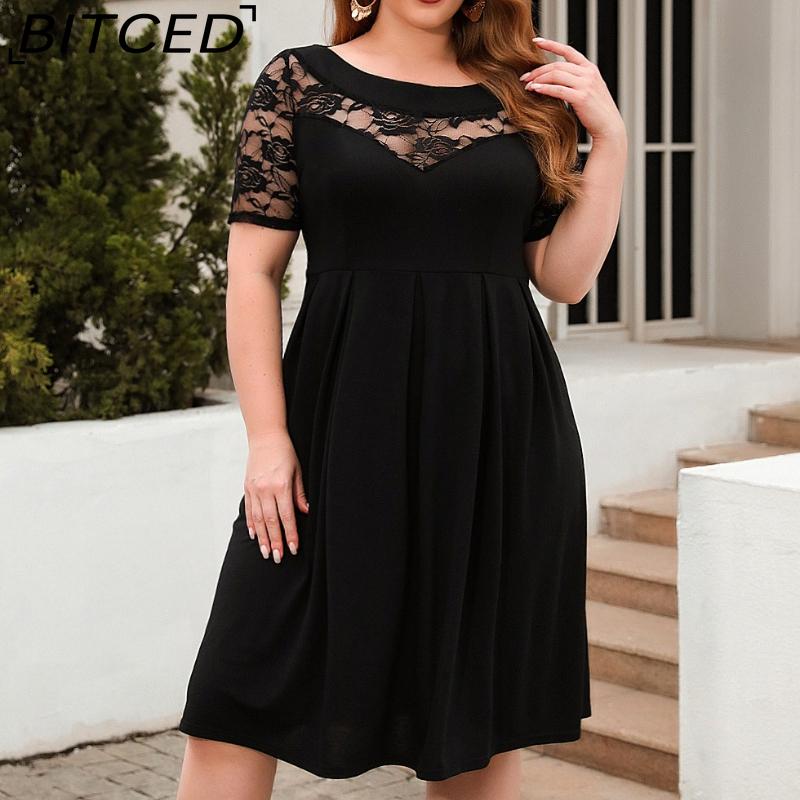 BITCED Lace Cutout Casual Loose Dress Vacation & Commute Dress Plus Size Women's Apparel