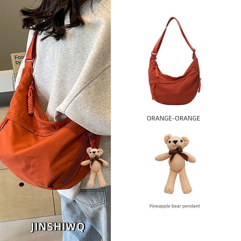 

German Messenger Bag Dumpling Bag Women s New All-Match Casual Shoulder Bag Large Capacity Sports Lightweight Small Bag Orange + Pineapple Bear