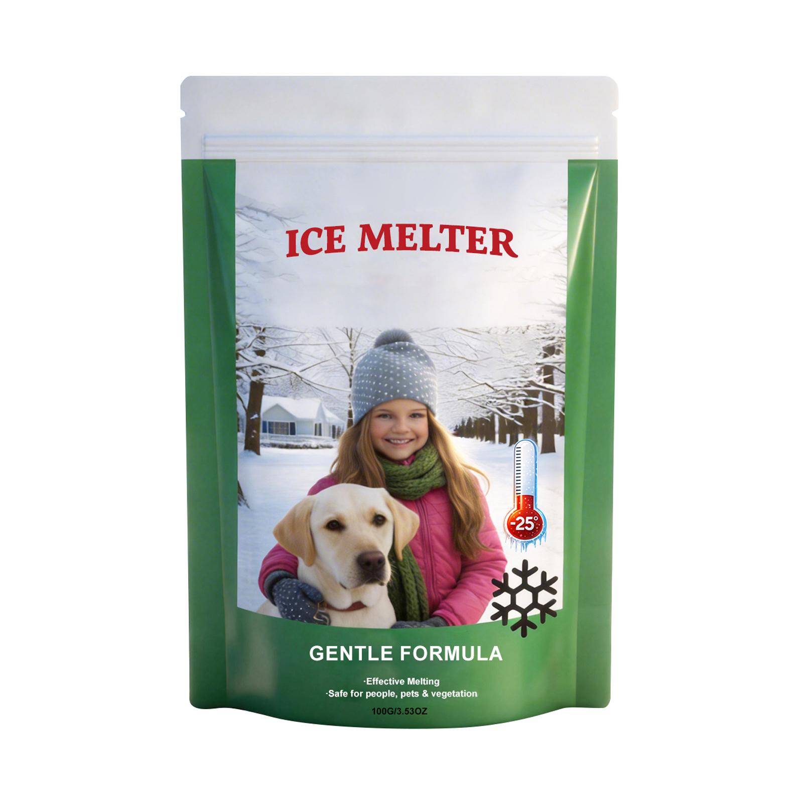 Ice Melter Safe for Pets and Plants 100G Gentle Formula Effective Melting for Driveways Sidewalks and Outdoor Surfaces ONE SIZE