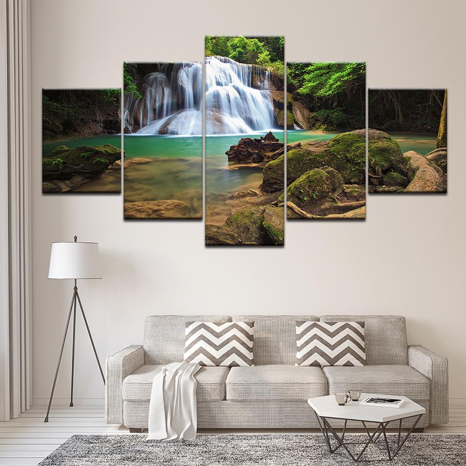 

Canvas Painting landscape waterfall with crystal clear stream Wall Art Painting Modular Wallpapers Poster Print Home Decor 20x35 20x45 20x55cm