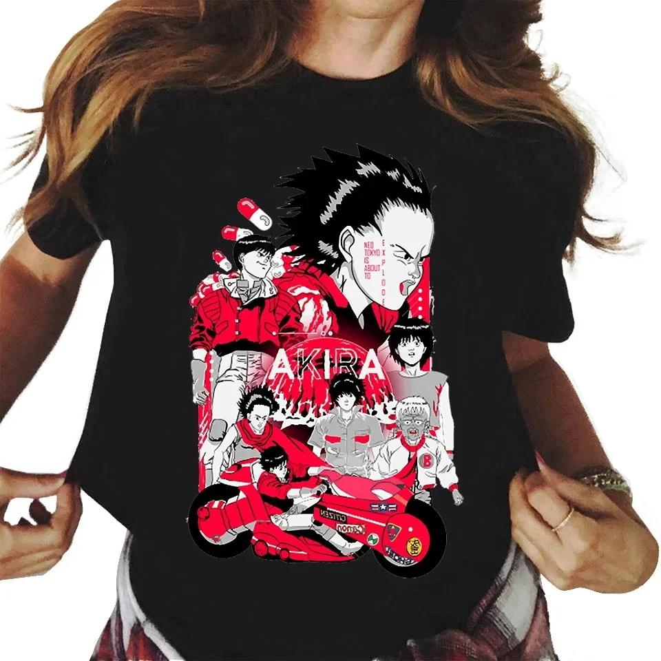 New Fashion Akira Anime Printed Cotton Women's Y2k T-shirt Casual Manga K Otomo Tokyo Short Sleeve Round Neck Plus Size T-shirt