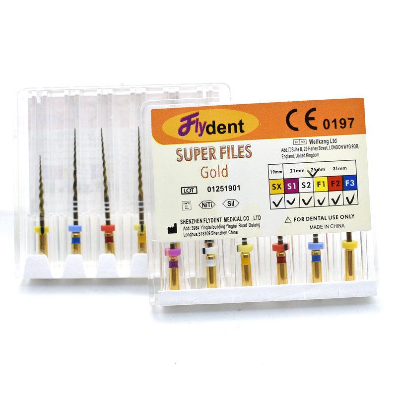 קובץ שורש שן זהב אנדו רוטרי סופר קבצים קבצים אנדודונטיים זהובים 25 מ"מ ניקל טיטניום כלי רפואת שיניים