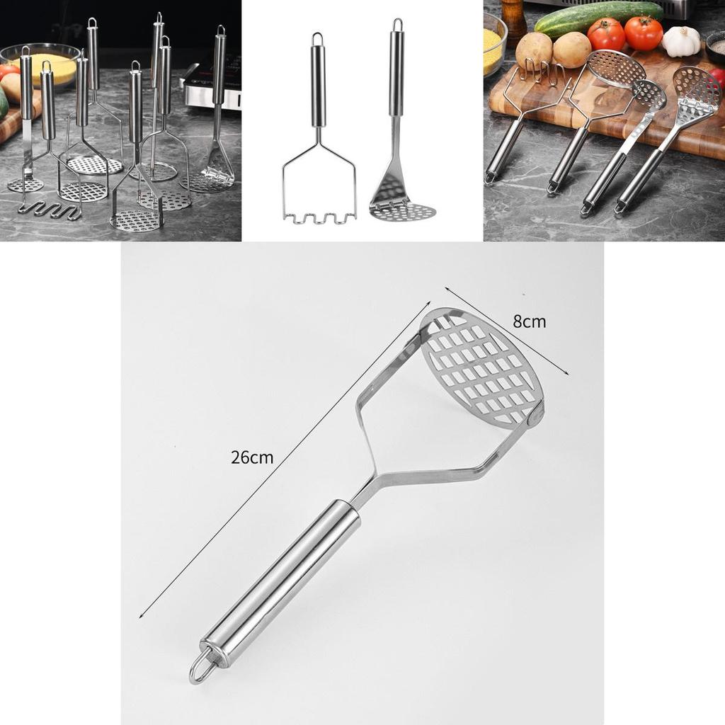 Stainless Steel Potato Masher With Round And Square Openings For Home Kitchen Use