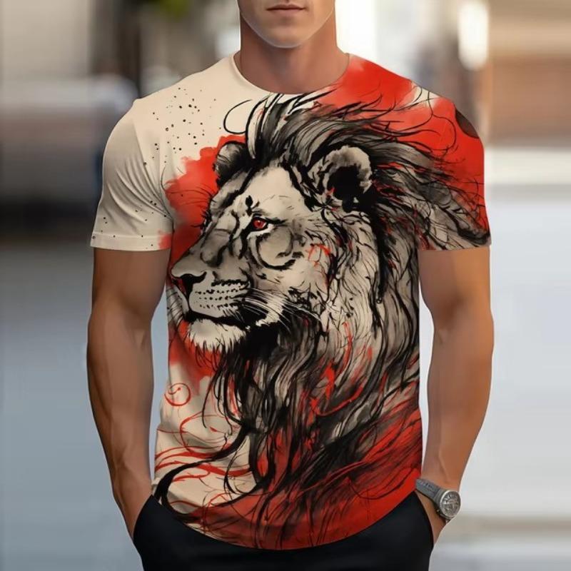 Printed Men's T-shirt Summer Casual T-shirt Animal Pattern Top Harajuku Short Sleeved Shirt