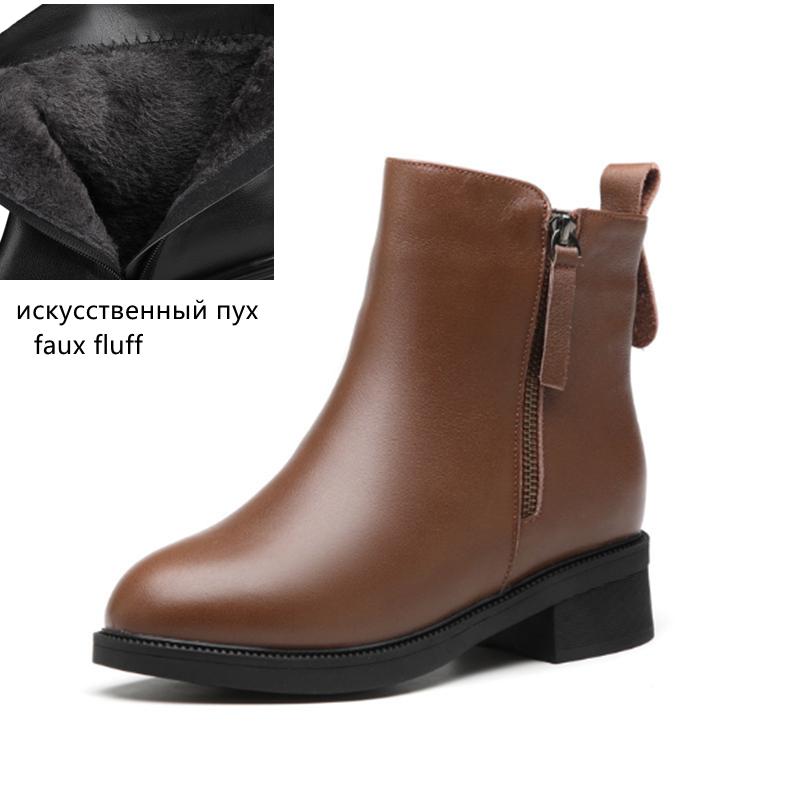 Fashion AIYUQI Women Boots Winter Fashion Anti-Slip Women Ankle Boots Mid Heel Natural Wool Genuine Leather Snow Boots Ladies