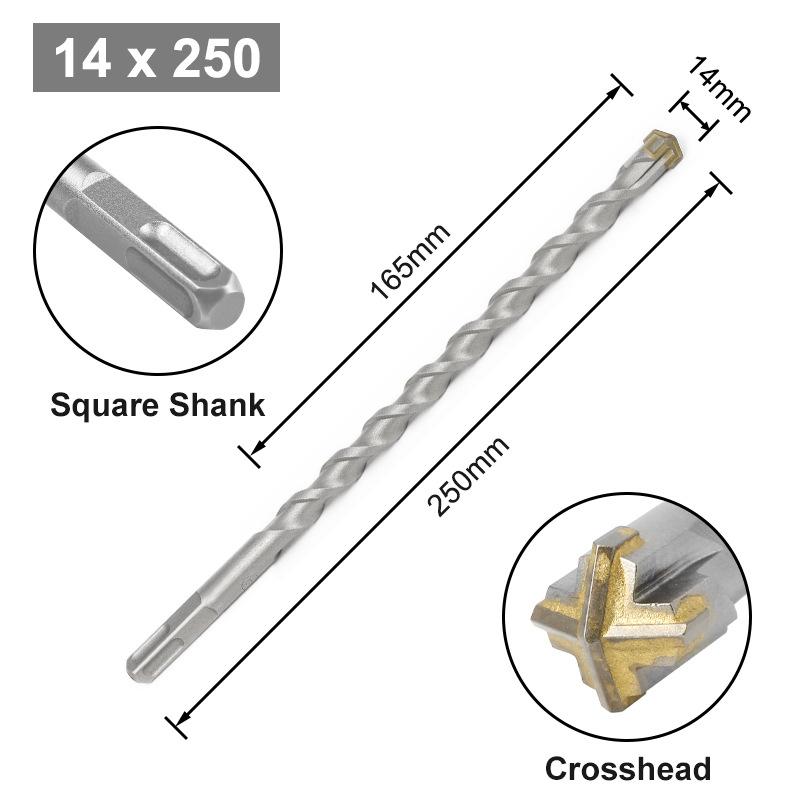 Cross Bit Four-Blade Electric Hammer Bit Carbide Impact Drill Concrete Reinforcement Square Shank Round Shank Five-Pit Shank