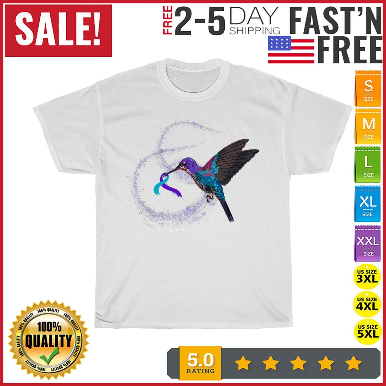 Hummingbird With Sunflower Suicide Prevention Awareness Day T Shirt Mens Womens Tees Top Men Women M