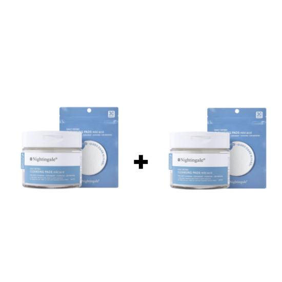 NIGHTINGALE Daily Derma Mildes Säure-Reinigungspad – Sanfter Reiniger mit niedrigem pH-Wert Set, 80 Pads (270ml  + 10 Pads)