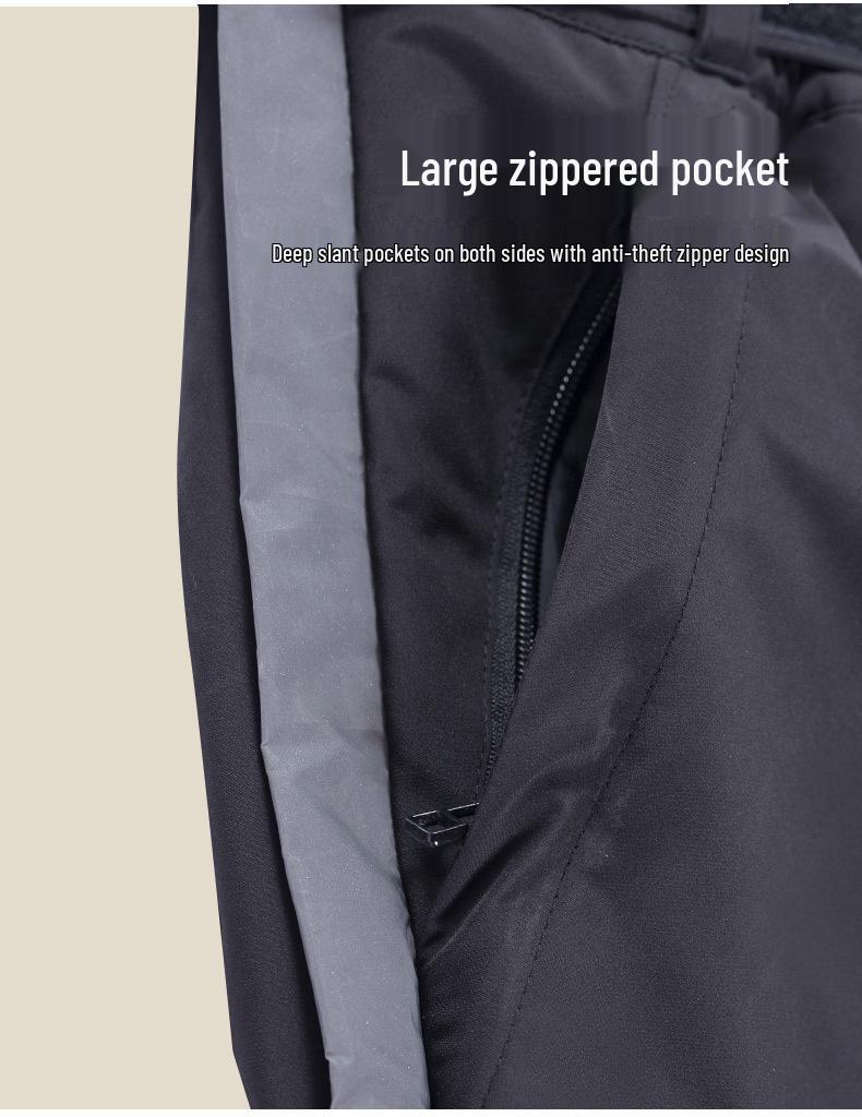 Herren Wasserdichte Winter Baumwollhose mit Doppelreißverschluss - Schnellverschluss, Lockere Passform, Plus Samt, Warm für Outdoor und Angeln.