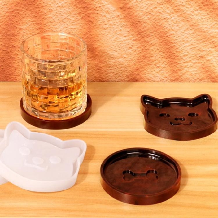 Silicone Resin Car Coaster Moulds Cats Bone Shape Tray Epoxy Casting Mould Unique Coaster Molds Cats Bone Shape Mold
