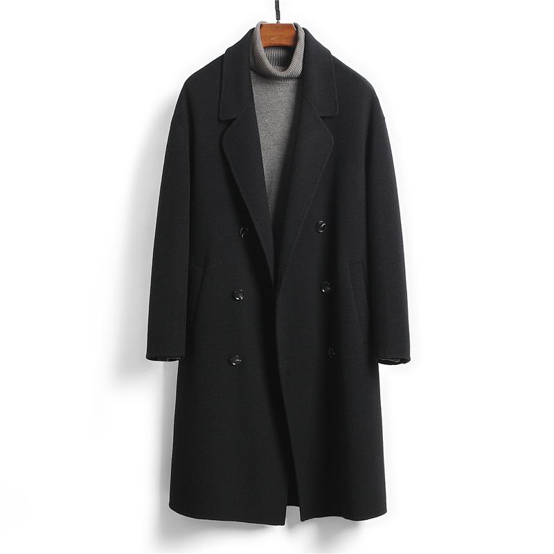 

Men s Premium 100% Wool Double-Faced Long Overcoat - Autumn/Winter Collection 3XL (88-95 kg)