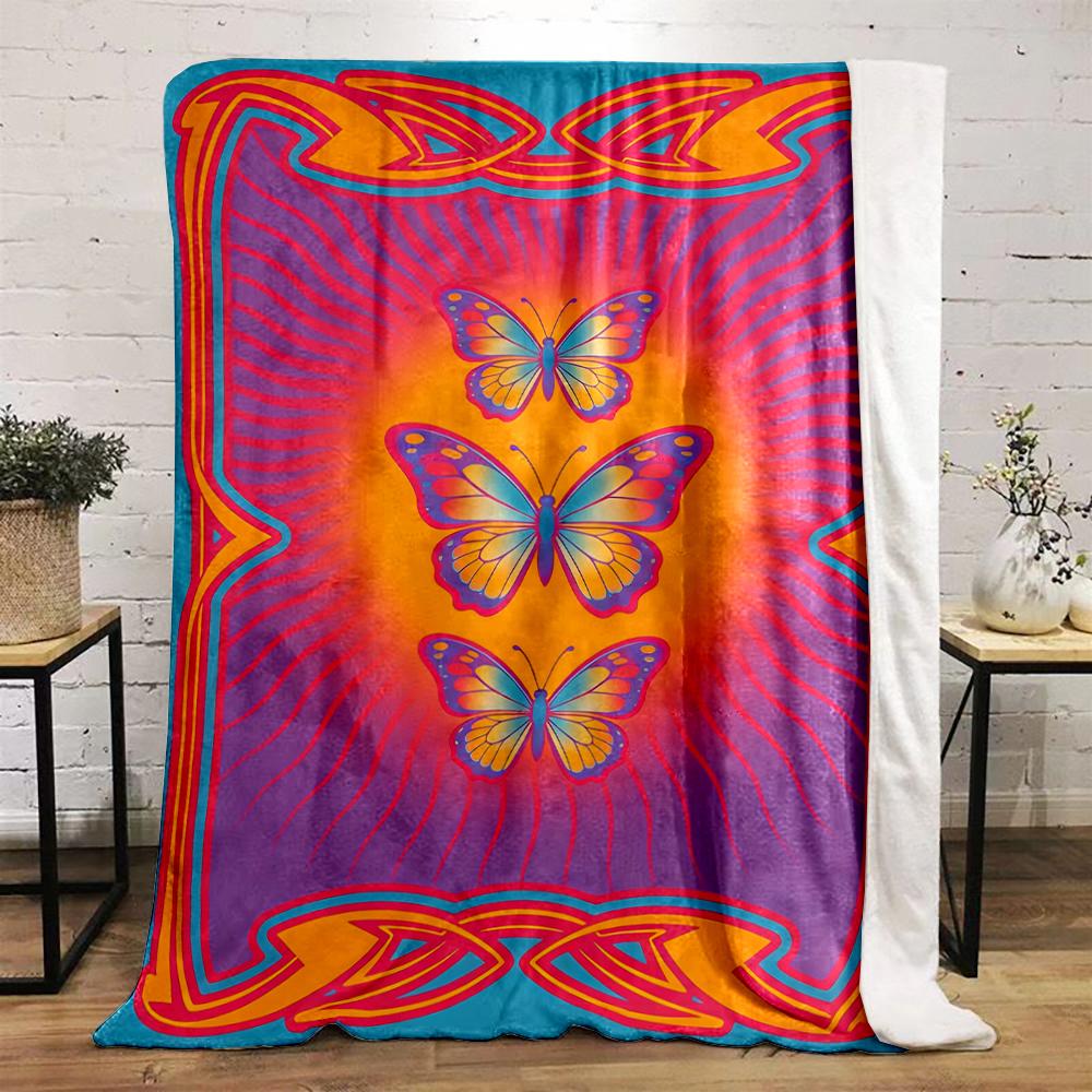 Radiant Butterfly Trio Art Blanket Flannel Blanket for Bedroom, Living Room, Sofa, and Nap Sofas.
