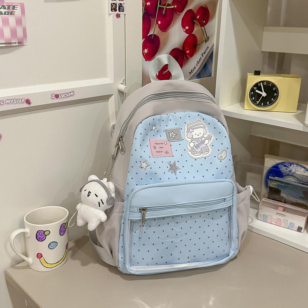Schoolbag new small fresh schoolbag female cute polka dot niche junior high school student backpack lightweight large capacity class backpack