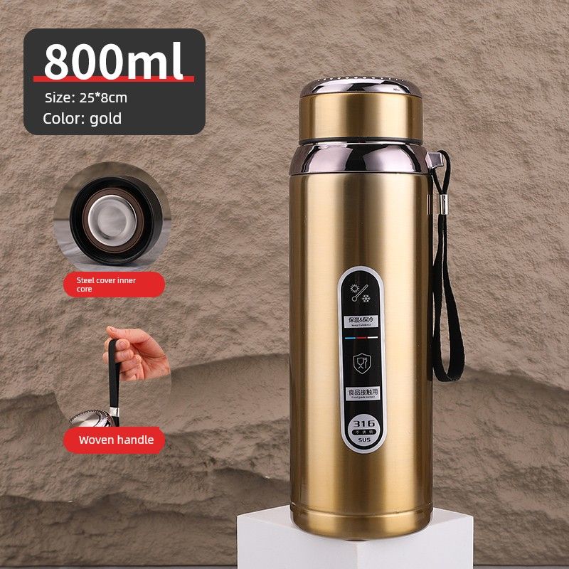 316 Steel Large-Capacity Thermos Cup for Men and Women with Filter Tea Cup Adult Business Portable Large Cup Gift Cup 600