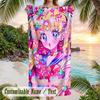 Sailor Moon Beach Towel, Personalized Custom Name Text, Quick Dry Large Absorbent Towel For Beach Pool
