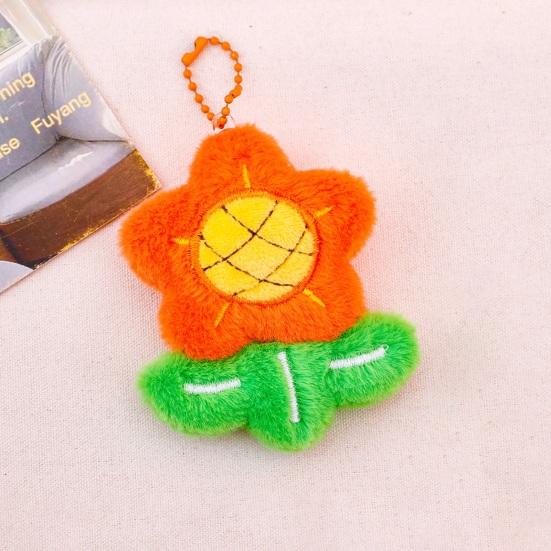 Keychain Soft Plush Sunflower Pendant with Smile Face Text Design Healing Shape Backpack Keys Bags Car Decoration