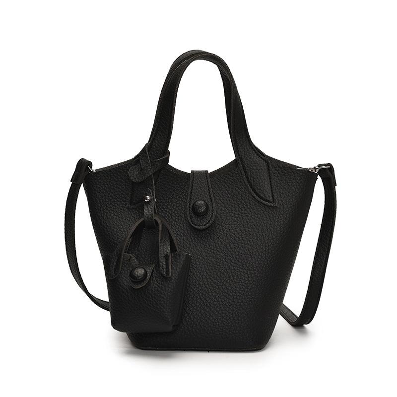 

Сумка-корзина для овощей с рисунком личи, женская сумка-ведро большой вместимости с рисунком нишевого дизайна, сумка-мессенджер на одно плечо чёрный