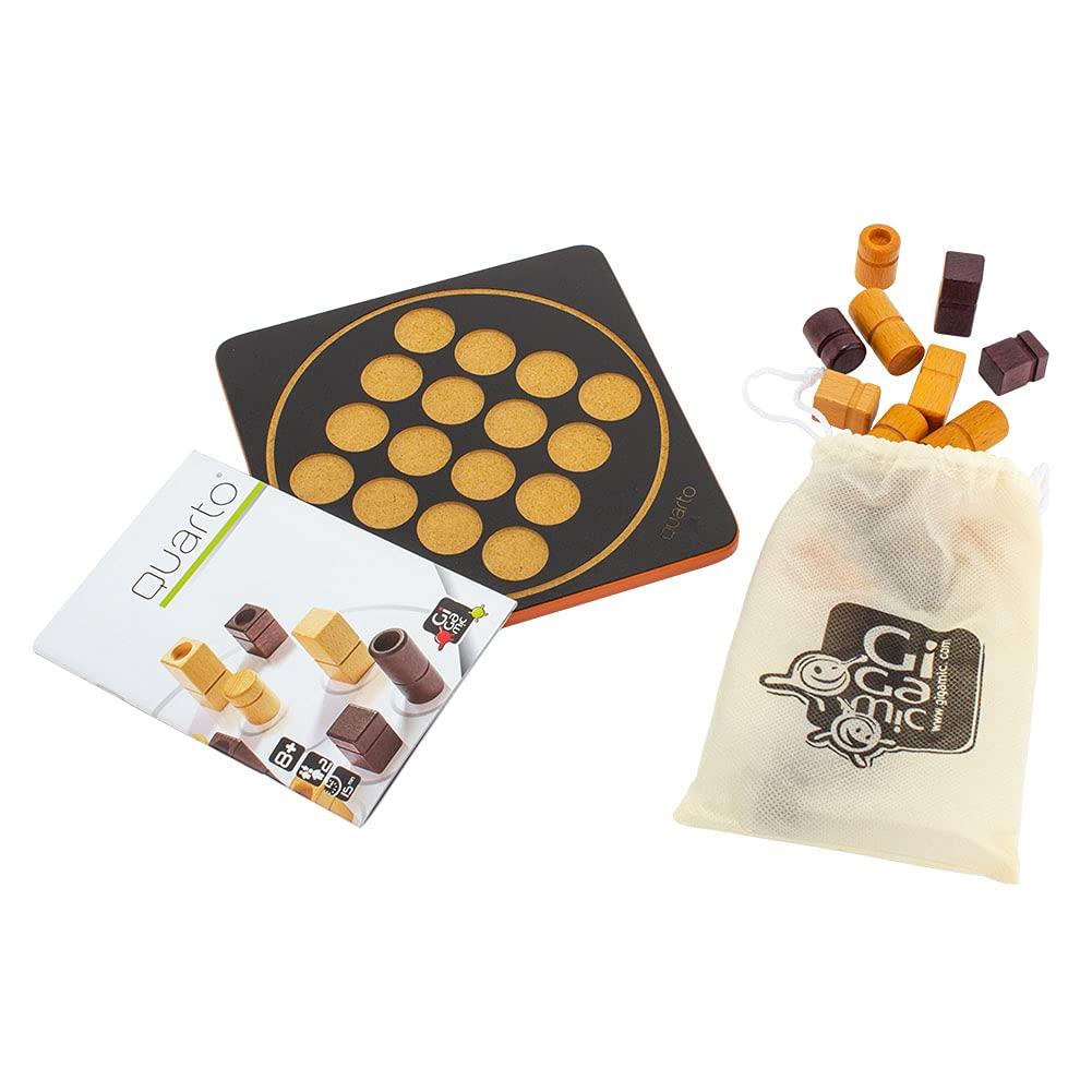 Gigamic Quarto Mini Board Game Wooden Tabletop Educational Toy for Brain Training Made in France 0 (GDQA 3.421271.300441), Game, Kids, Game, [Product