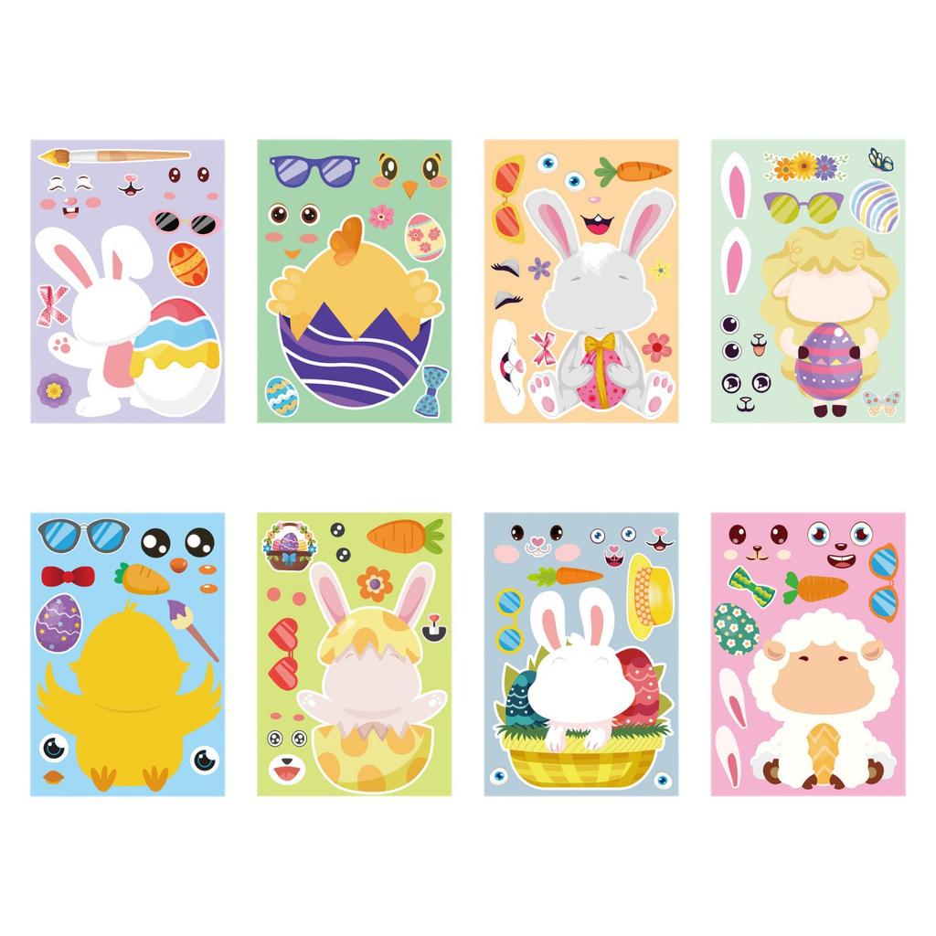 2026 Easter Stickers Cartoon Bunny Chicken Cute DIY Scrapbook Journaling Supplies for Kids Children Stationery