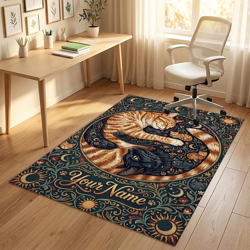 Yellow Daisies Theme Soft Crystal Velvet Rug Custom Name & Text Print Non Slip Floor Rug for Bedroom Living Room