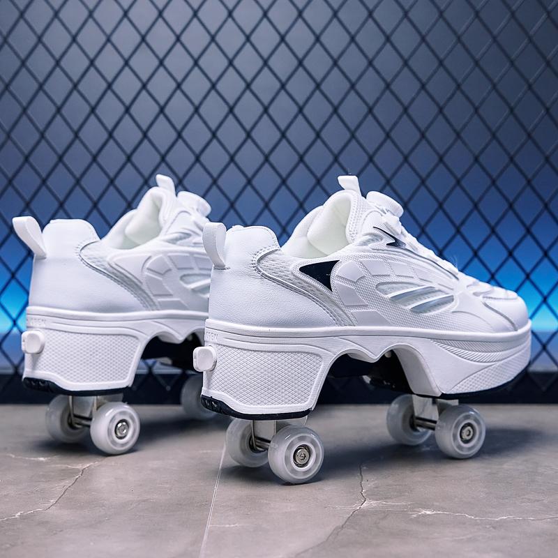 Boys/Girls Skate Roller Shoe Four-wheel Dual-use Roller Skates Double Row Walking Shoes Roller Skates Boys Skate Shoes Girl Skate Shoes