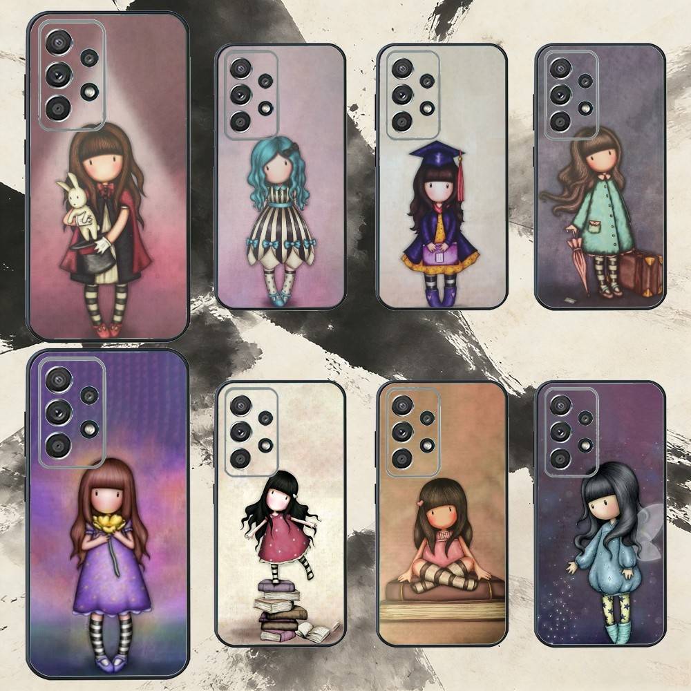 Lovely S-Santoro G-Gorjuss Series Phone Case For Samsung S25,S24,S21,S22,S23,S30,Ultra,S20,Plus,Fe,Note,10,9,5G Black Cover