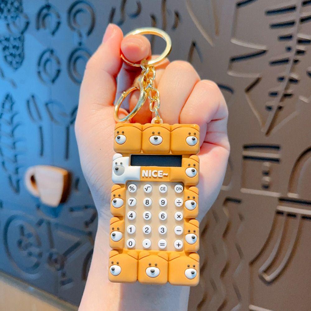 with Keychain Calculator Keychain Stationery Mini Mini Portable Digit Calculator Silicone Kawaii Cartoon Cute Calculator School