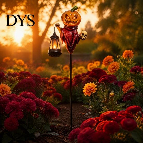 Fairy Garden Decorations Halloween Solar Pumpkin Stake Light, Metal Decorative Stakes, IP65 Outdoor Lawn Stakes Waterproof LED Landscape Lamp for Yard