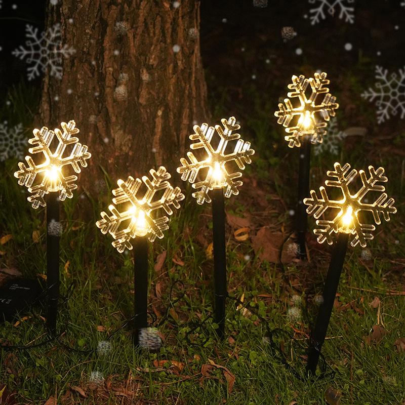 Solar-Powered LED Christmas Star & Snowflake Garden Lights