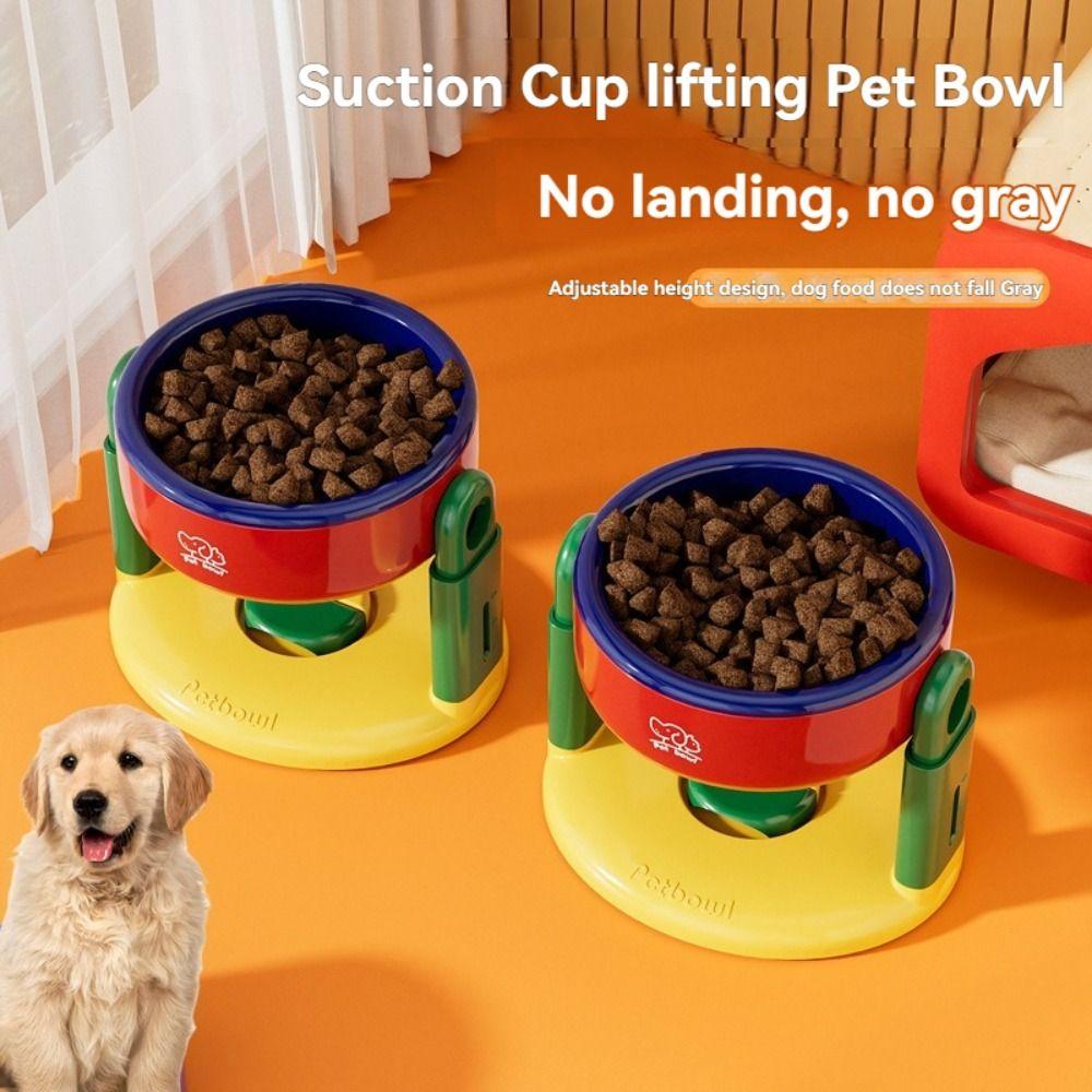 Suction Cup Type Pet Feeding Basin 3 Gear Height Adjustable Cat Bowl with Stand  Dog