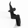 Black Faceless Witch Figurine Retro Spooky Bookshelf Ornament Sitting Witch Statue  Home Decoration