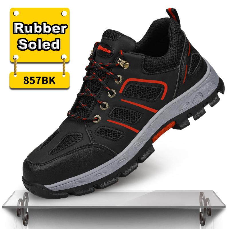 Oulylan Men Lightweight Protection Shoes Anti Piercing Cowhide Work Footwear Anti Smashing Steel Toe Safety Boots Size 38-46