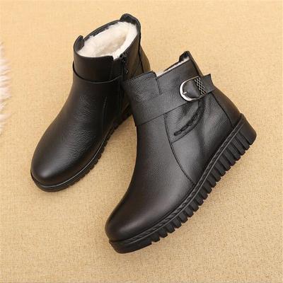 Stivaletti alla Caviglia da Donna in Vera Pelle Inverno Femminile Caldi con Peluche Spesso Stivali da Neve Comodi per la Mamma Impermeabili Antiscivolo Stivaletti Scarpa da Donna