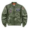 Autumn Men MA-1 Flight Bomber Jacket Badge Embroidery Patches Rib Knit Collar Zip Up Windproof Army Pilot Military Streetwear Casual Outerwear Coat