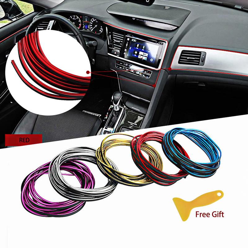 5M Car Dashboard Door Edge Insert Trim Styling Interior Decorative Moulding Universal Auto Accessories Insert Strip With Scraper
