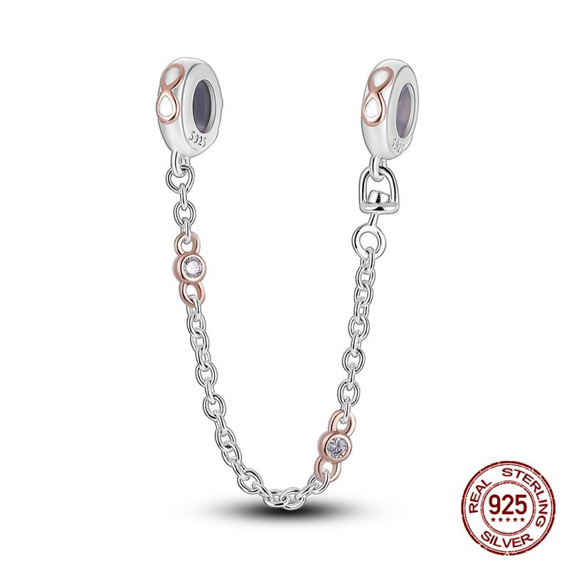 Chaîne de sécurité Argent Sterling 925 Nouveau 100% Argent Sterling 925 Floral Chaîne de sécurité avec fermeture éclair pour femmes originales