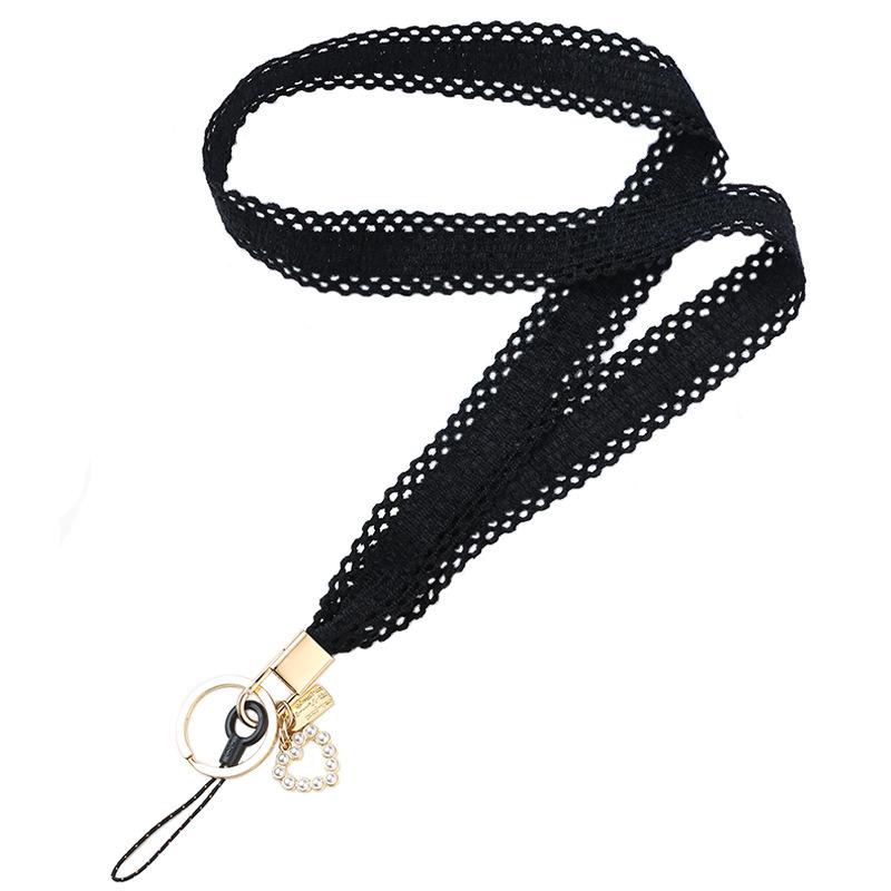 Korean Style Pearl Heart Pendant Phone & ID Lanyard for Women